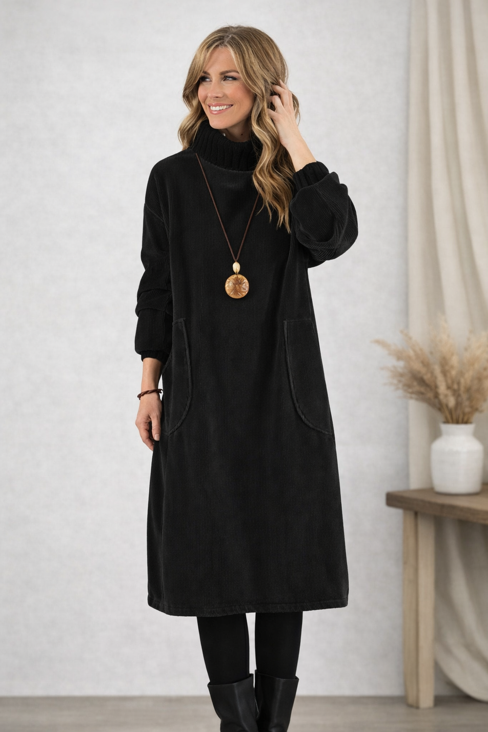 black midi sweater dress Klaudia Wrap Dress- 28% Polyester BestDealFriday Black Ribbed Midi Sweater